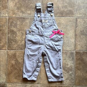 OshKosh B'gosh Sparkle Gray Overalls with Pink Bow Accent 9 months